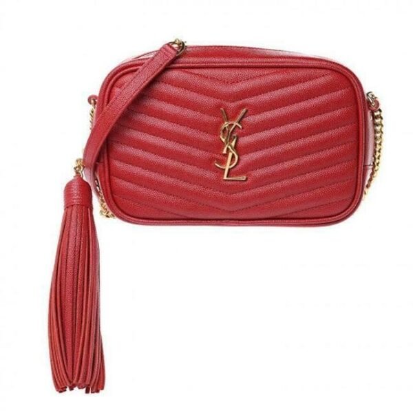 Saint Laurent Camera Lou Grain De Poudre Matelasse Monogram Mini Eros Red Leather Shoulder Bag