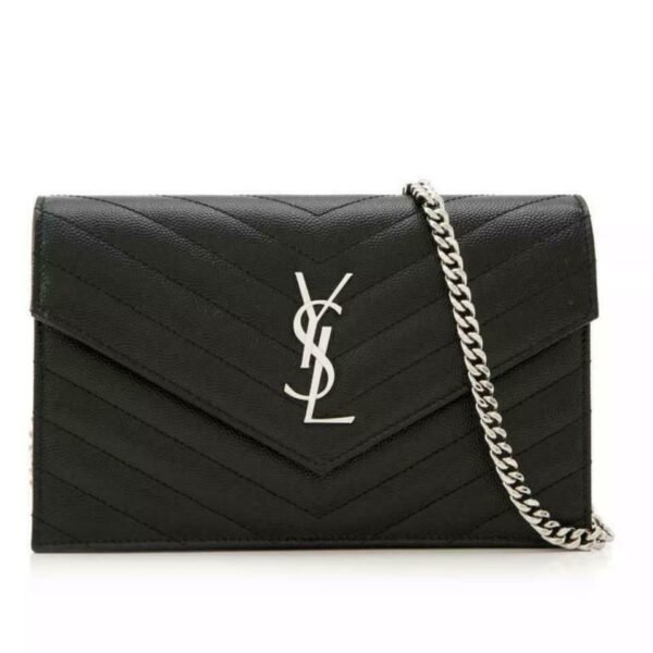 Saint Laurent Chain Wallet Envelope Woc Monogram Black Leather Cross Body Bag