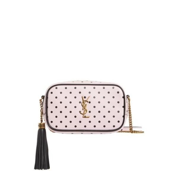 Saint Laurent Lou Mini Polka Dot 612563 2q81w 5860 Pink & Black Leather Cross Body Bag