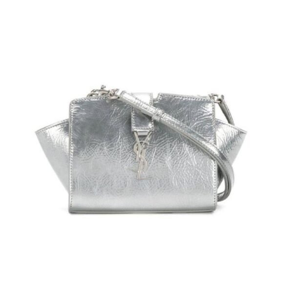 NEW Saint Laurent Monogram Cabas Toy Metallic Leather Cross Body Bag