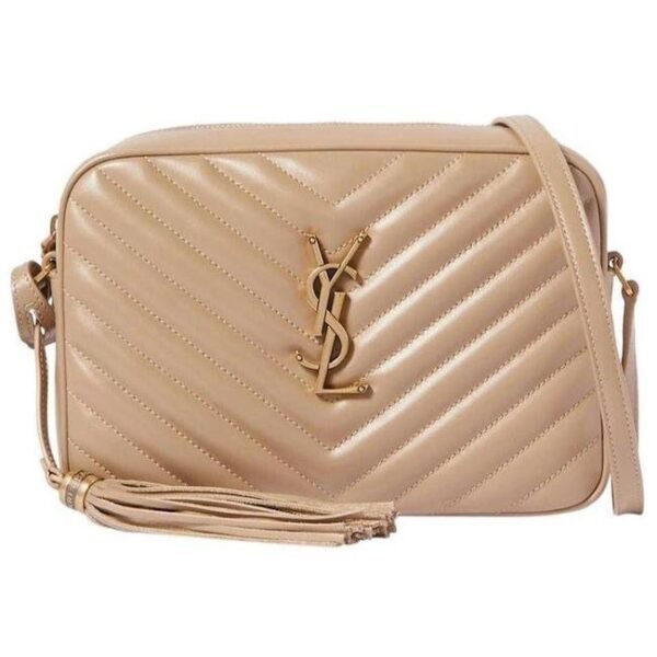 Saint Laurent Monogram Lou Camera Calfskin Matelasse Beige Leather Cross Body Bag