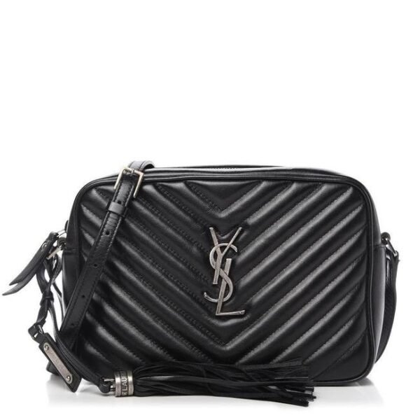 Saint Laurent Monogram Lou Camera Calfskin Matelasse Black Leather Shoulder Bag