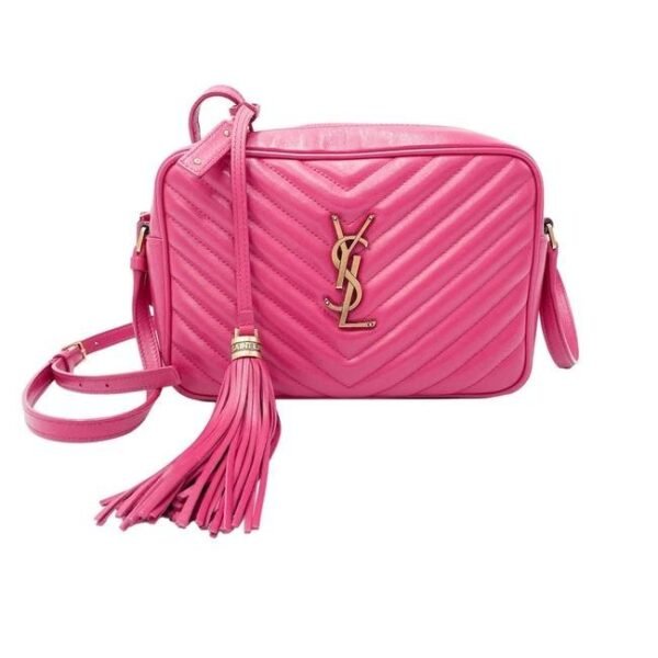 Saint Laurent Monogram Lou Camera Calfskin Matelasse Bright Pink Leather Shoulder Bag