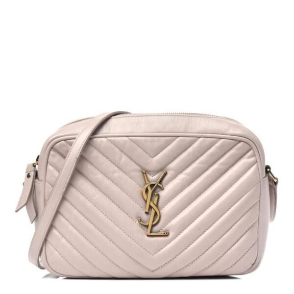 Saint Laurent Monogram Lou Camera Matelasse Washed Light Pink Calfskin Leather Shoulder Bag