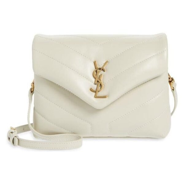 Saint Laurent Monogram Loulou Y Quilted Monogram Toy Ivory Crema Soft White Calfskin Leather Shoulder Bag