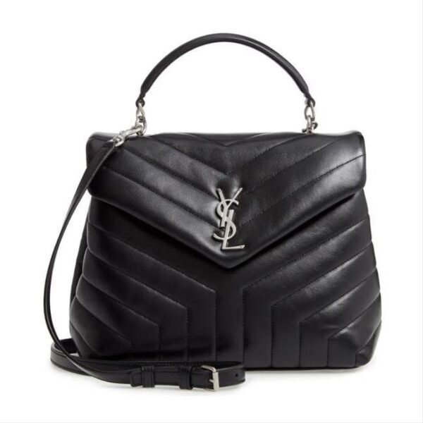 Saint Laurent Monogram Loulou Small Top Handle Satchel Black Leather Shoulder Bag